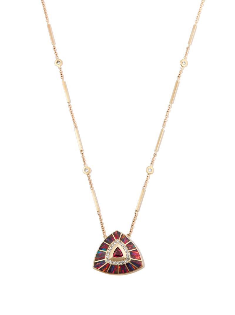 14k Yellow Gold Diamond Tourmaline Necklace