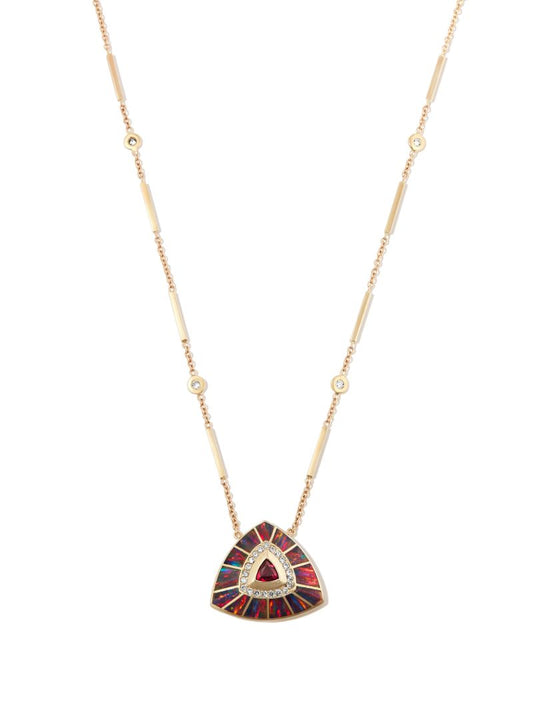 14k Yellow Gold Diamond Tourmaline Necklace
