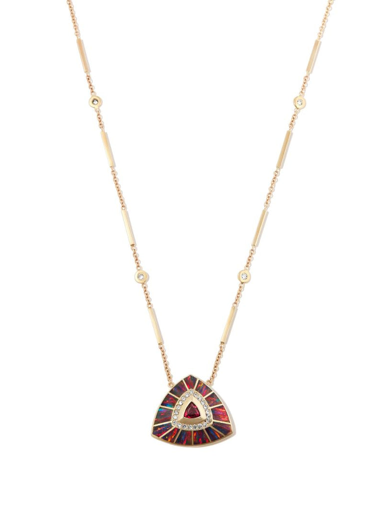 14k Yellow Gold Diamond Tourmaline Necklace