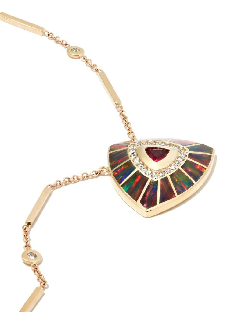 14k Yellow Gold Diamond Tourmaline Necklace