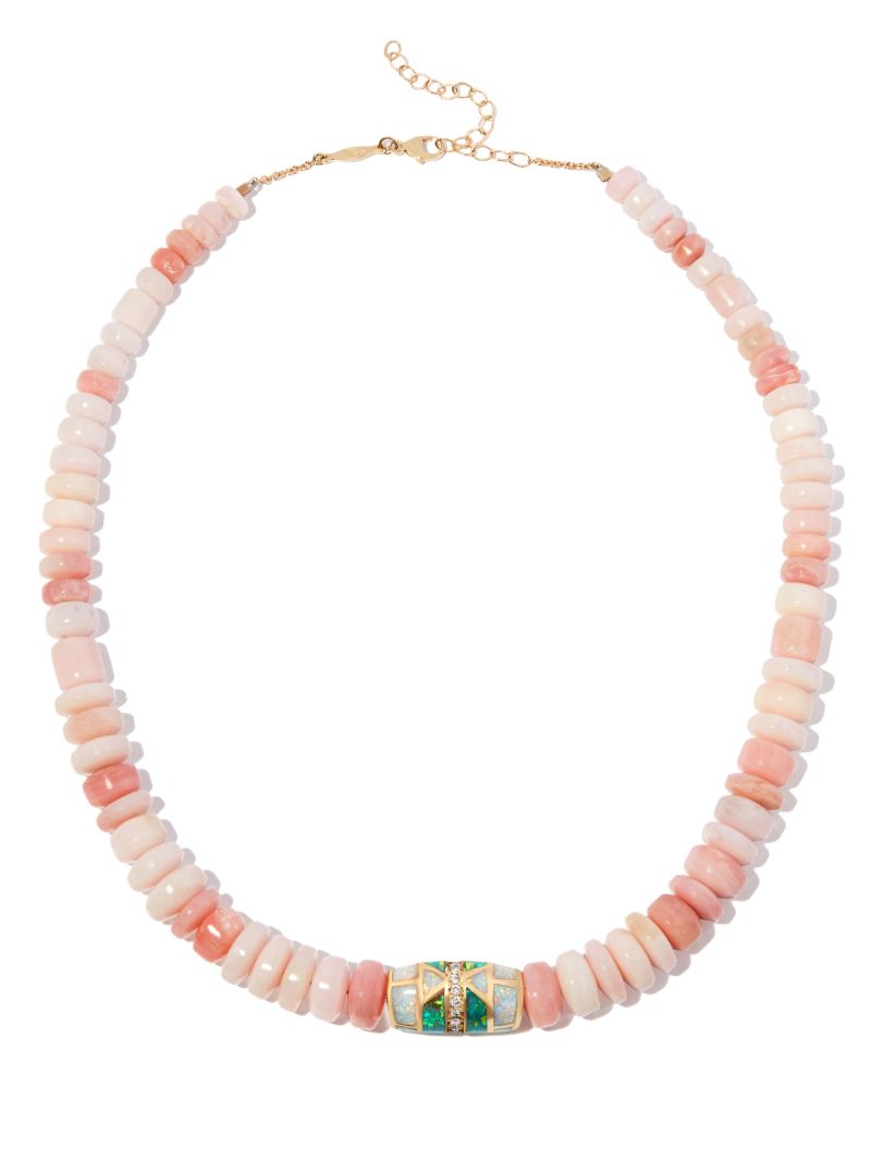 14k Yellow Gold Opal Beaded Necklace