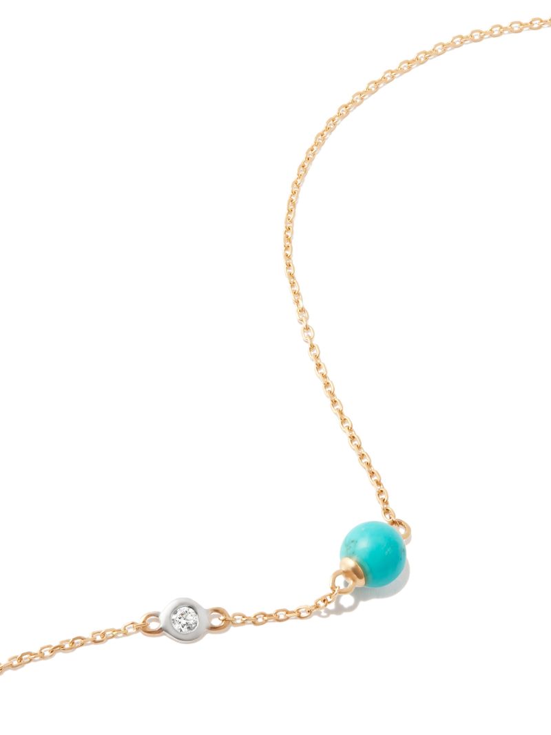 14k Yellow Gold Turquoise and Diamond Bracelet