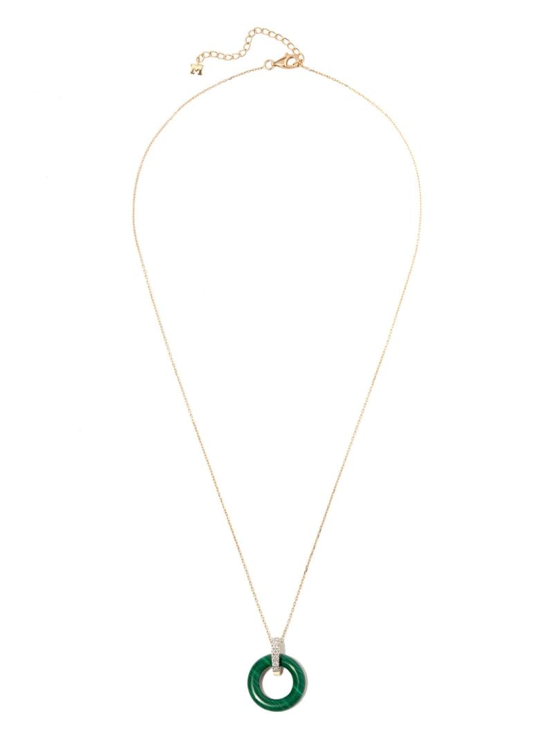 14k Yellow Gold Malachite and Diamond Necklace