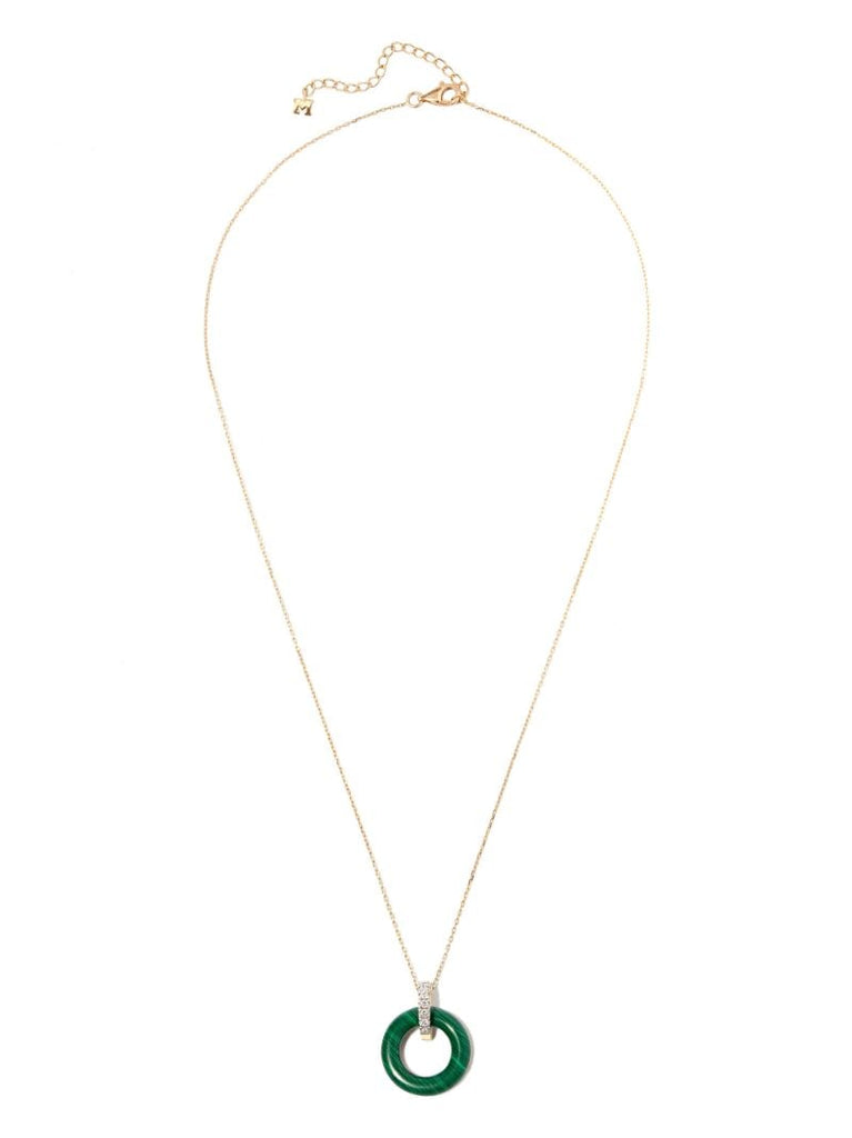 14k Yellow Gold Malachite and Diamond Necklace