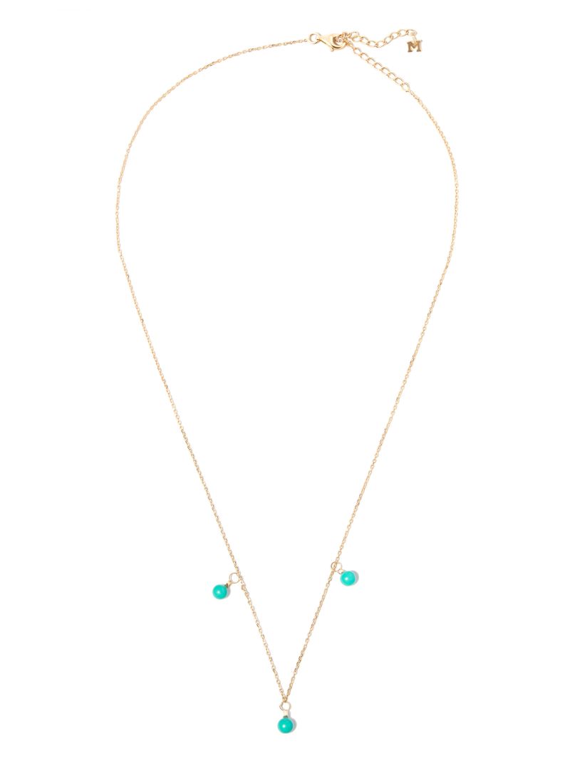 14k Yellow Gold Turquoise and Diamond Necklace