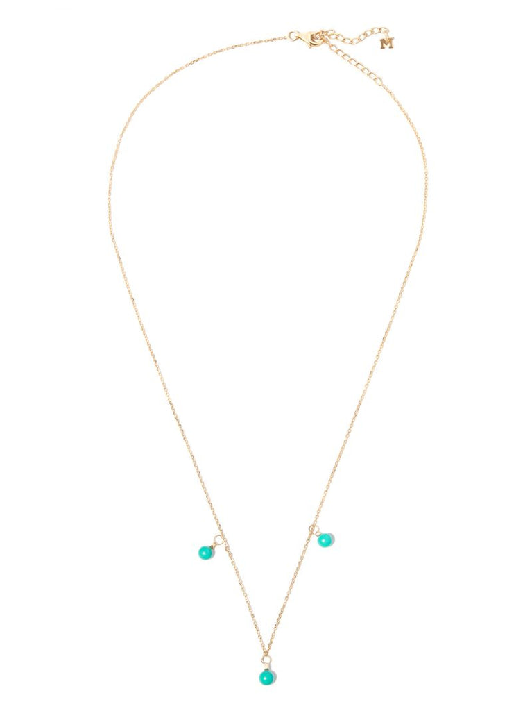 14k Yellow Gold Turquoise and Diamond Necklace