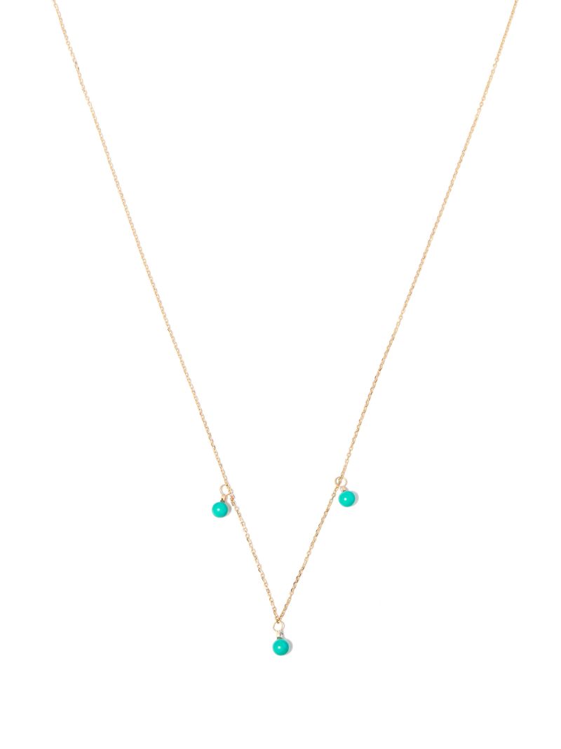 14k Yellow Gold Turquoise and Diamond Necklace