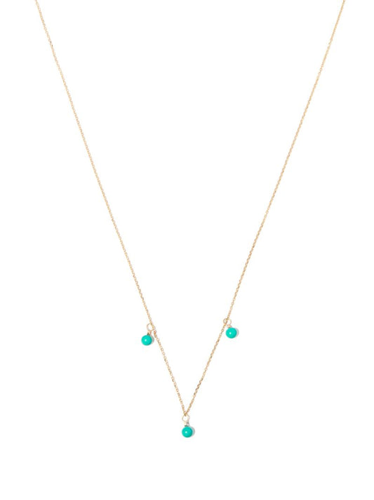 14k Yellow Gold Turquoise and Diamond Necklace