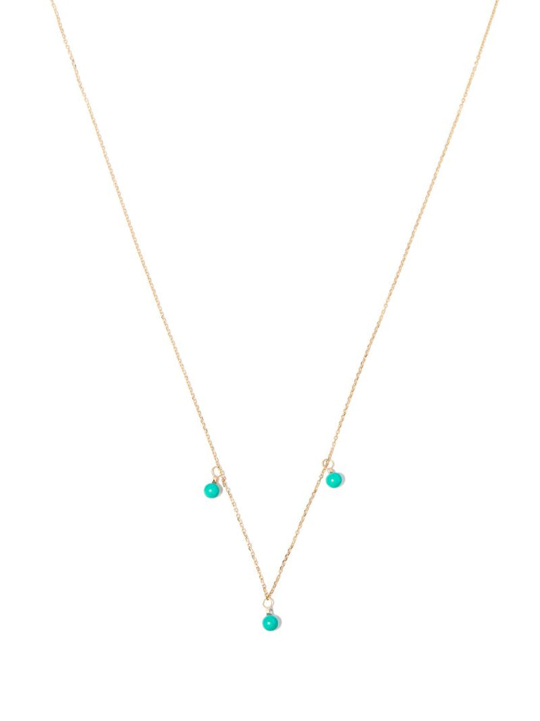 14k Yellow Gold Turquoise and Diamond Necklace