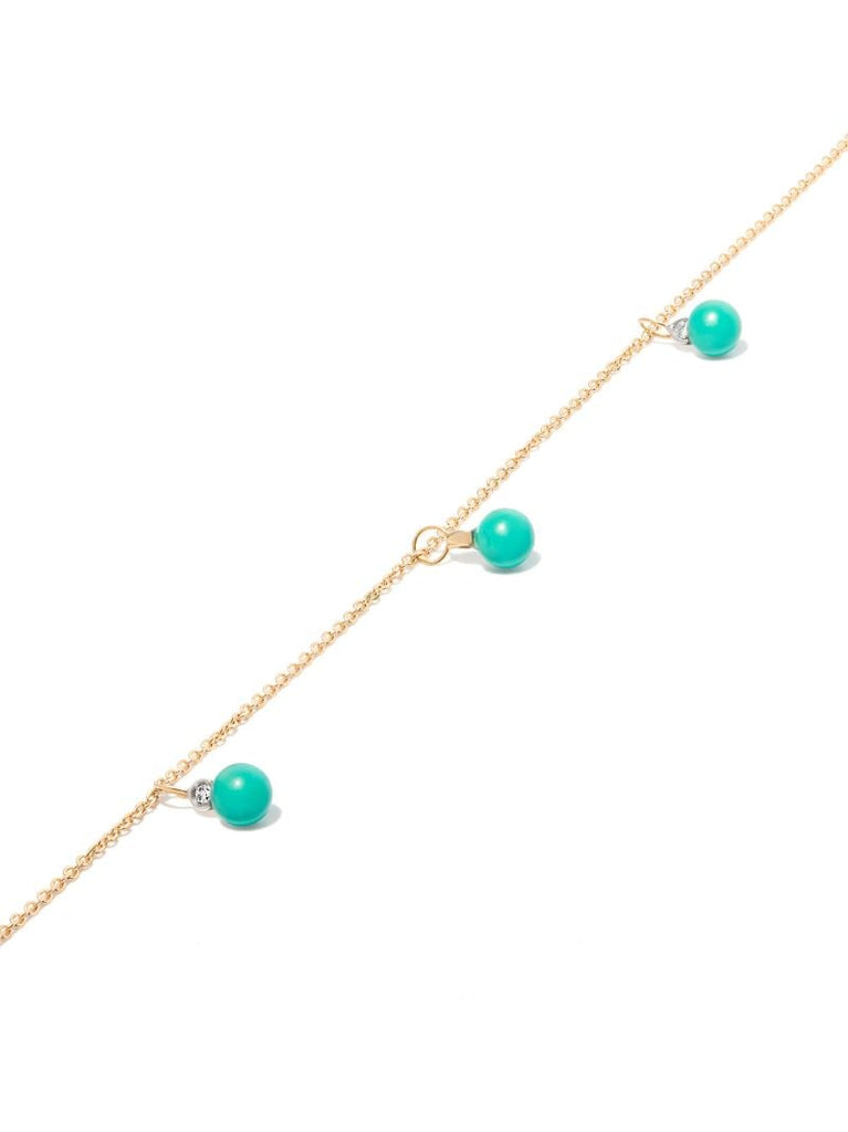 14k Yellow Gold Turquoise and Diamond Necklace