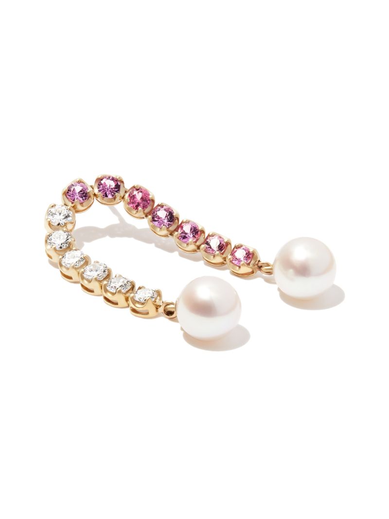 14k Yellow Gold Diamond and Sapphire Drop Earrings
