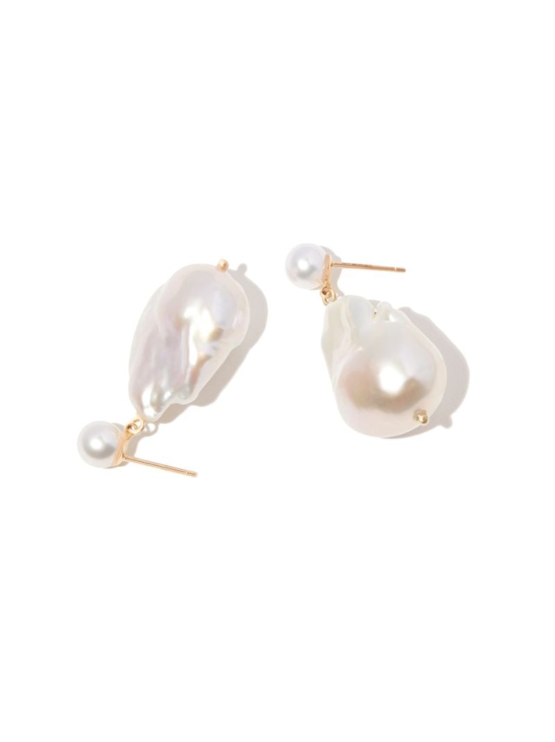 14k Yellow Gold Pearl Drop Earrings