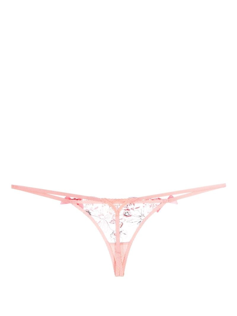 Pink Zuri Embroidered Thong