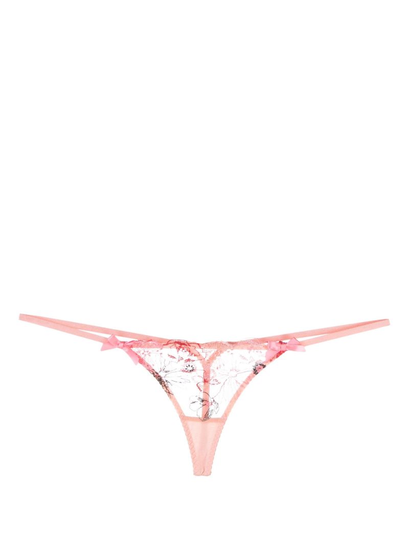 Pink Zuri Embroidered Thong