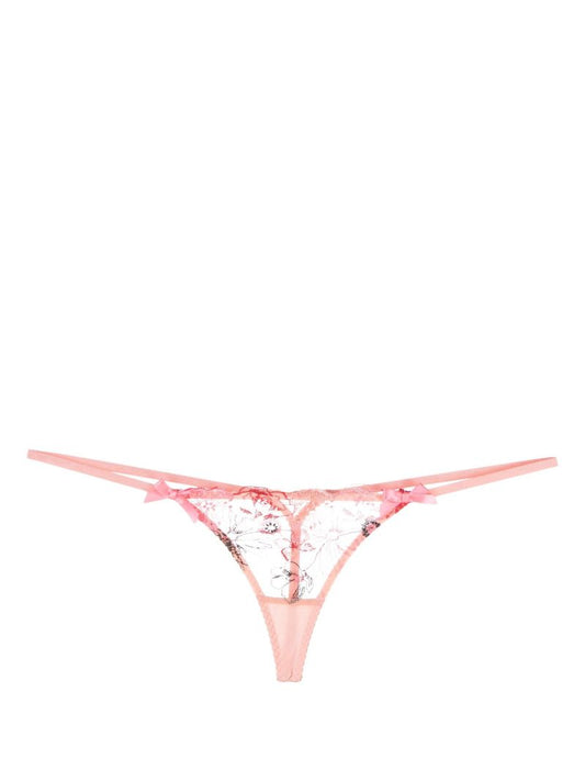 Pink Zuri Embroidered Thong
