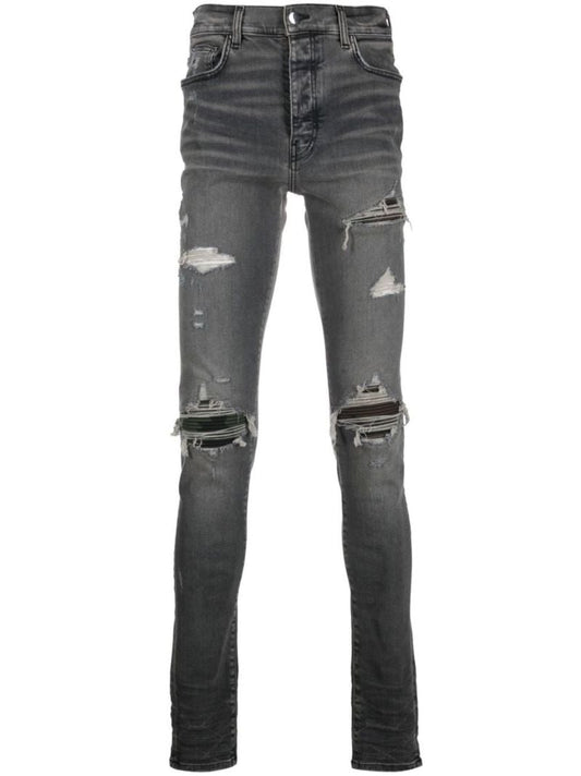 Grey Mx1 Ultra Suede Distressed Skinny Jeans