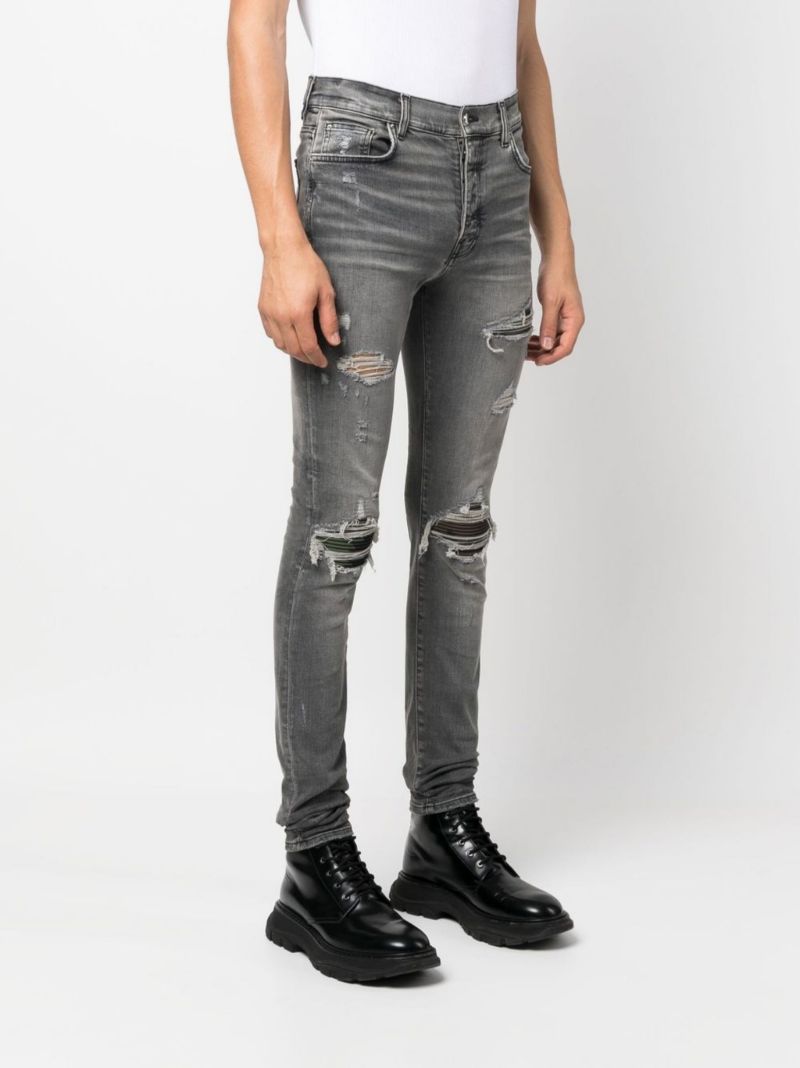 Grey Mx1 Ultra Suede Distressed Skinny Jeans