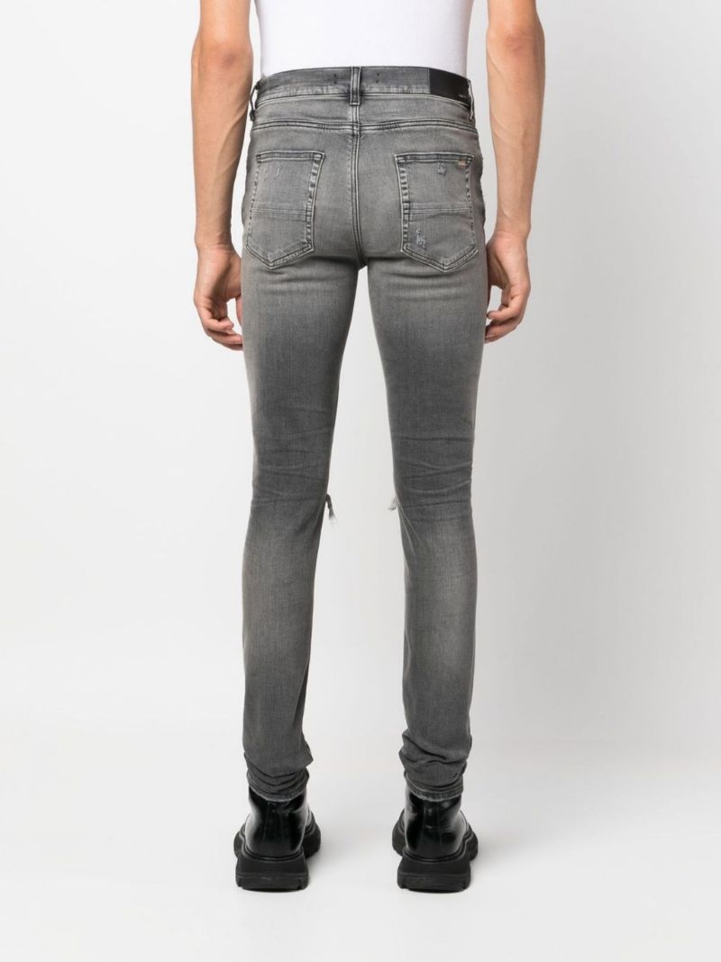 Grey Mx1 Ultra Suede Distressed Skinny Jeans