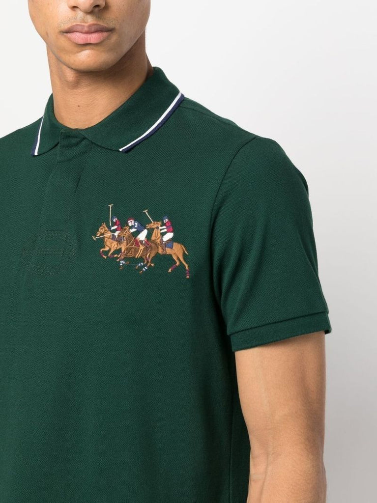 Green Triple-pony Cotton Polo Shirt