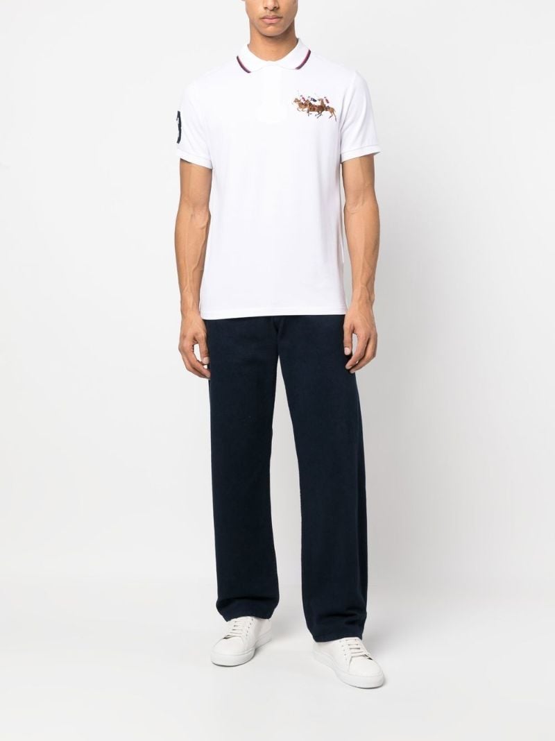 White Triple-pony Cotton Polo Shirt