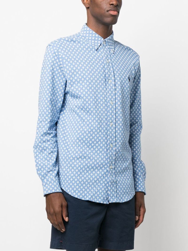 Blue Featherweight Cotton Mesh Shirt
