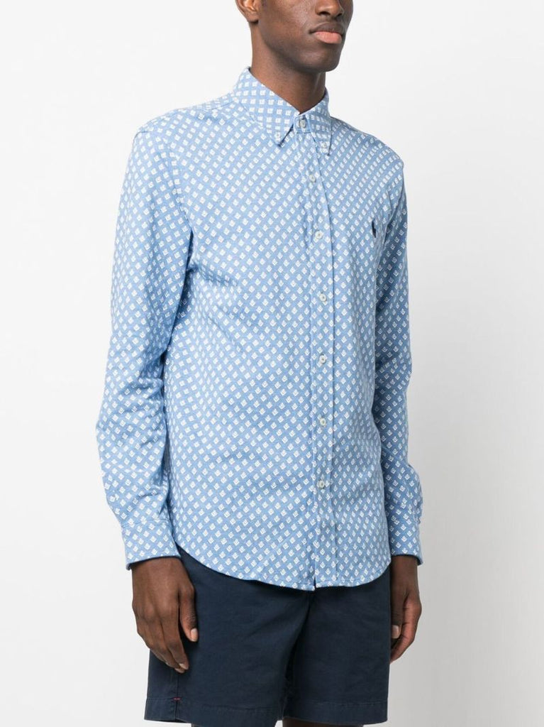 Blue Featherweight Cotton Mesh Shirt