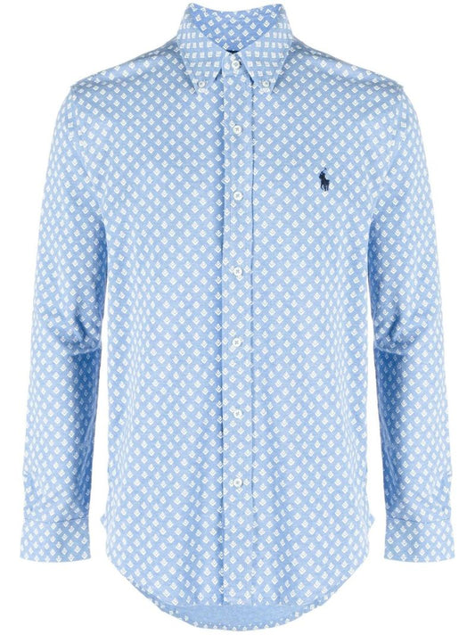 Blue Featherweight Cotton Mesh Shirt
