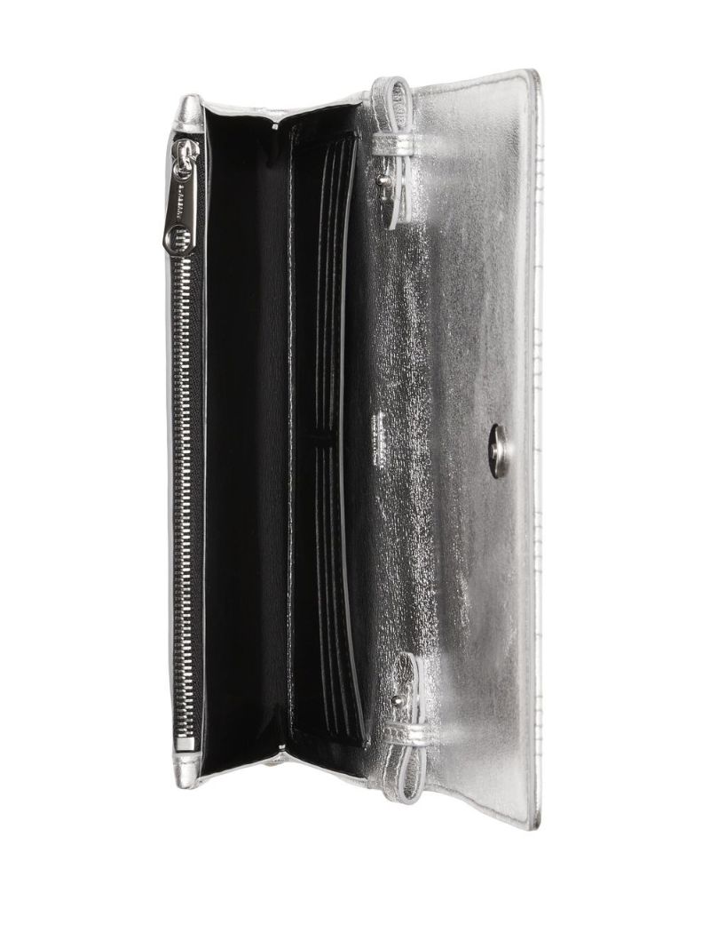 Silver Quilted Leather Chain Wallet