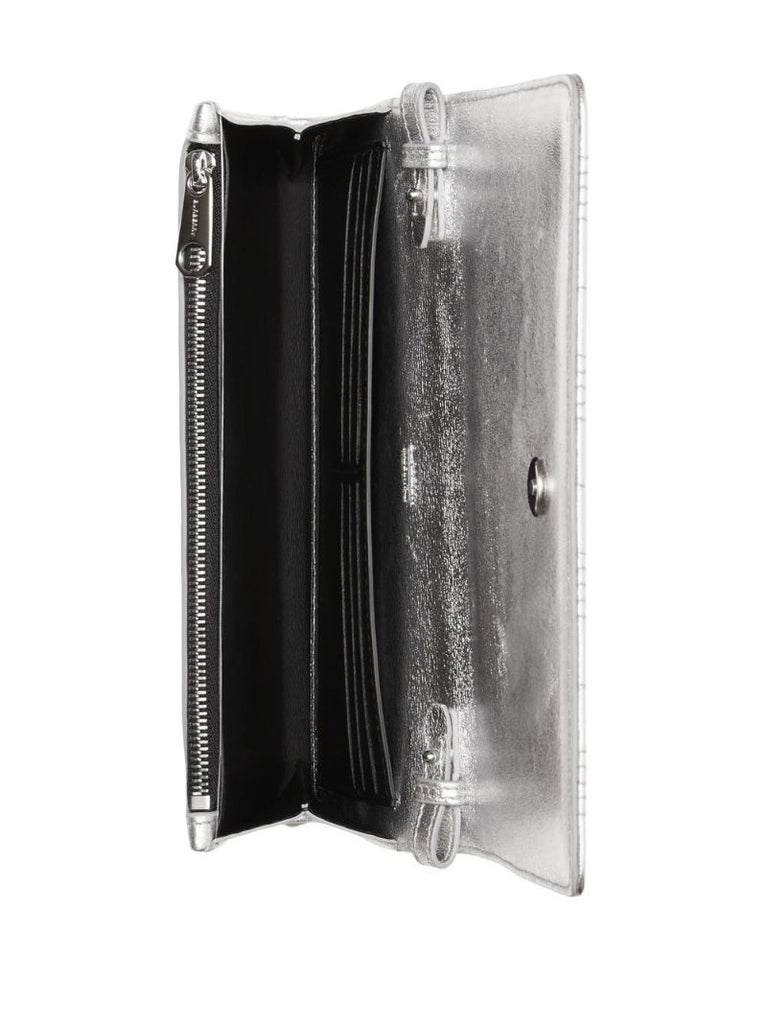 Silver Quilted Leather Chain Wallet
