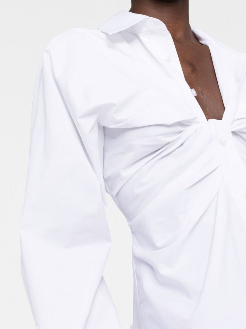 White Open Twisted Cotton Shirt