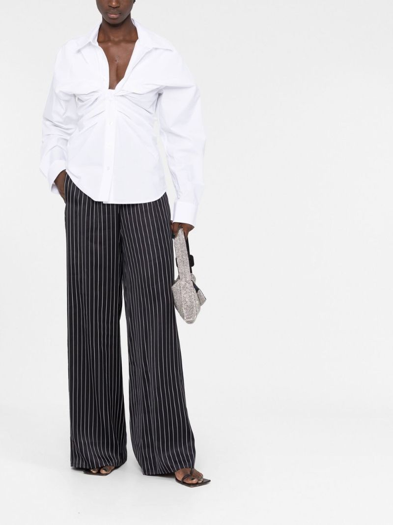 White Open Twisted Cotton Shirt