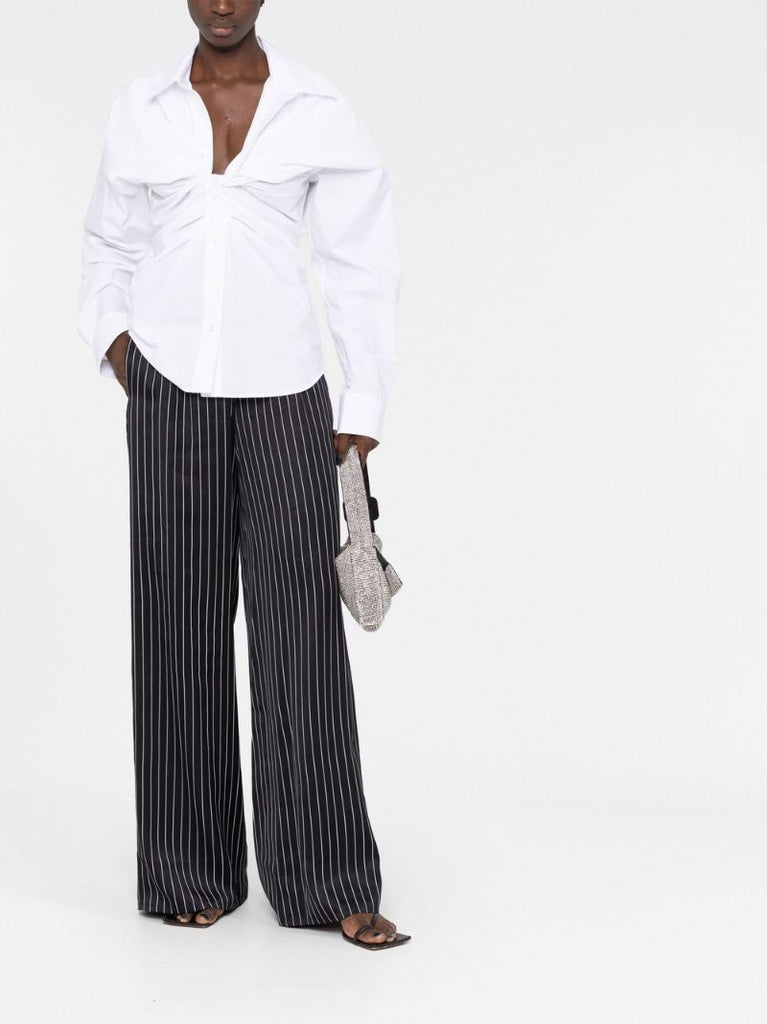 White Open Twisted Cotton Shirt