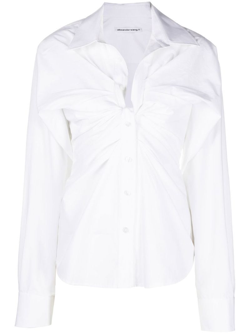 White Open Twisted Cotton Shirt