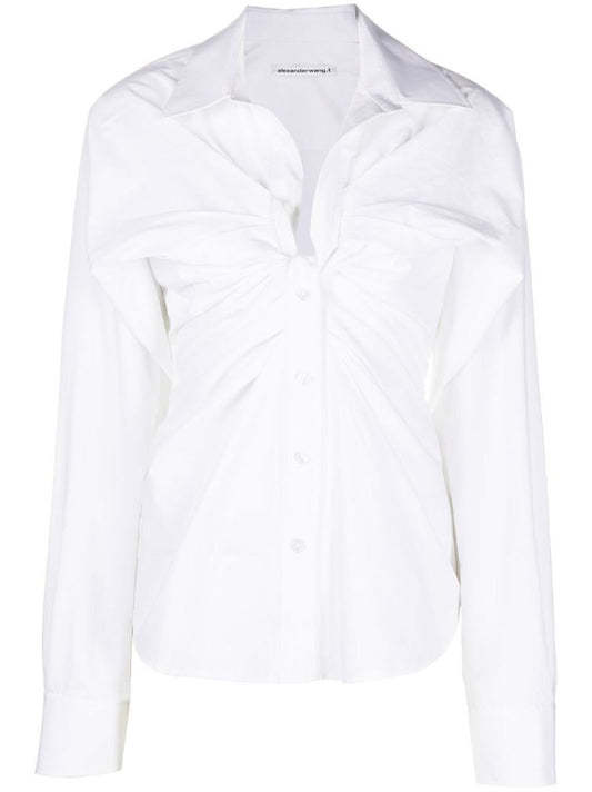 White Open Twisted Cotton Shirt