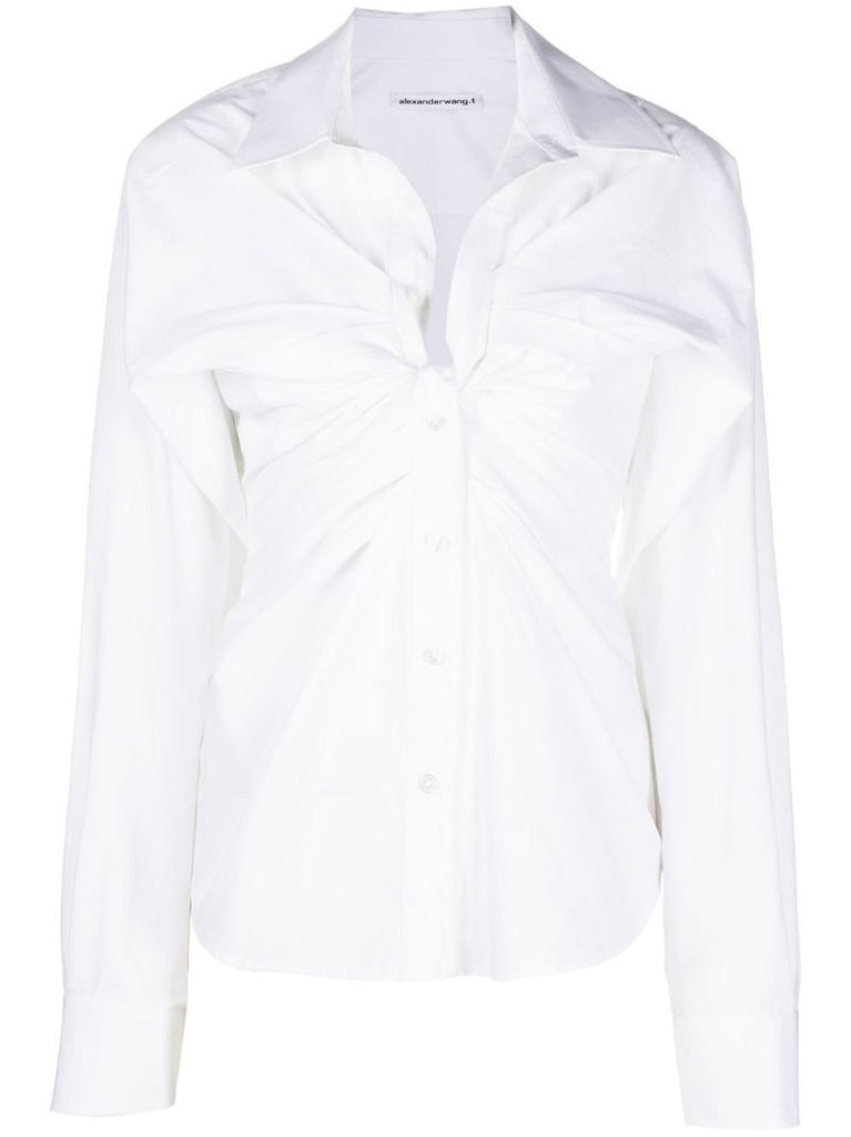 White Open Twisted Cotton Shirt