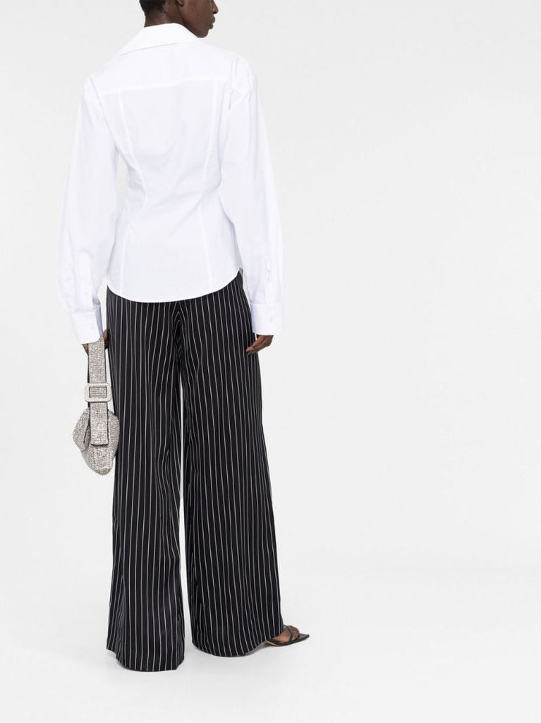 White Open Twisted Cotton Shirt