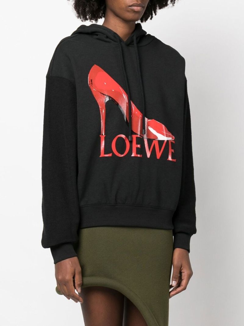 Black Logo Cotton Hoodie