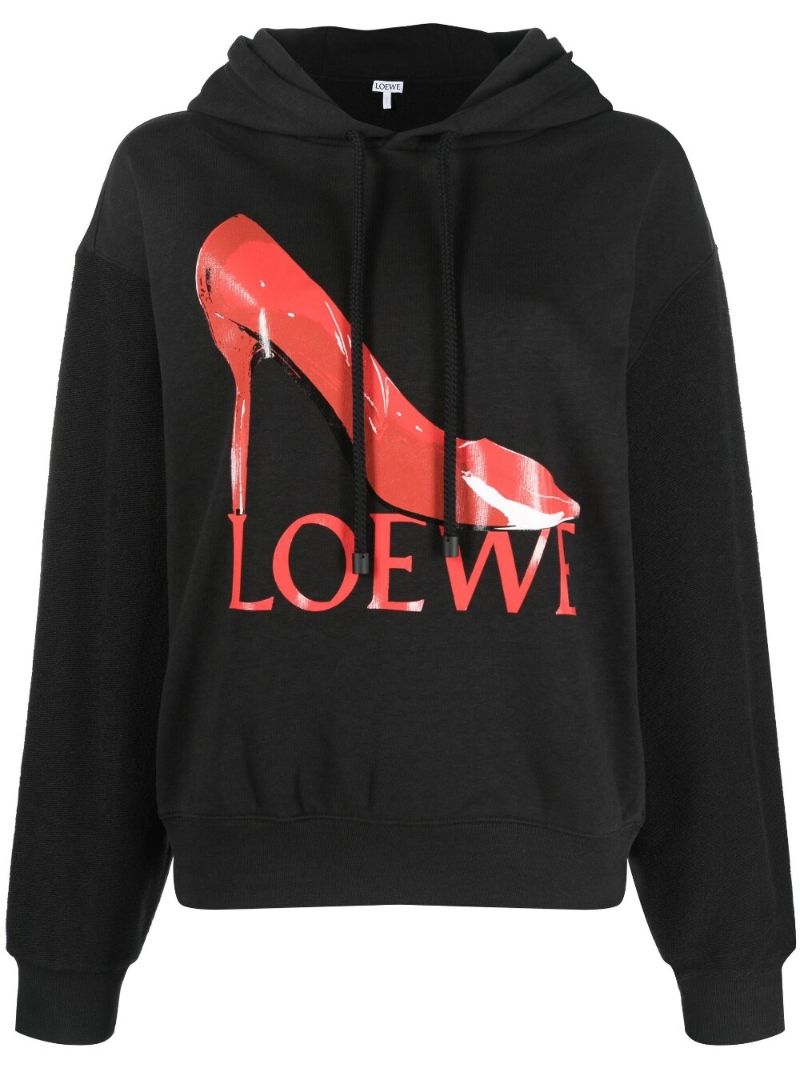 Black Logo Cotton Hoodie