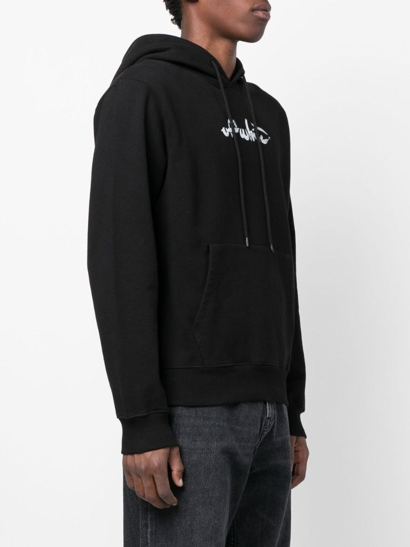 Black Logo Cotton Hoodie