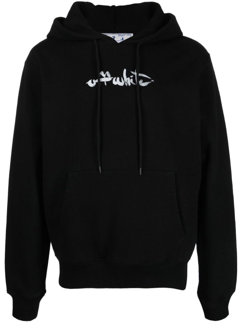 Black Logo Cotton Hoodie