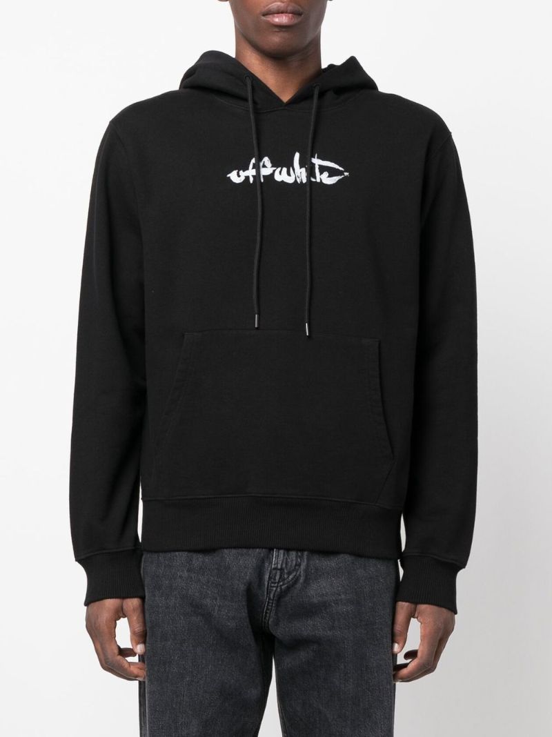 Black Logo Cotton Hoodie