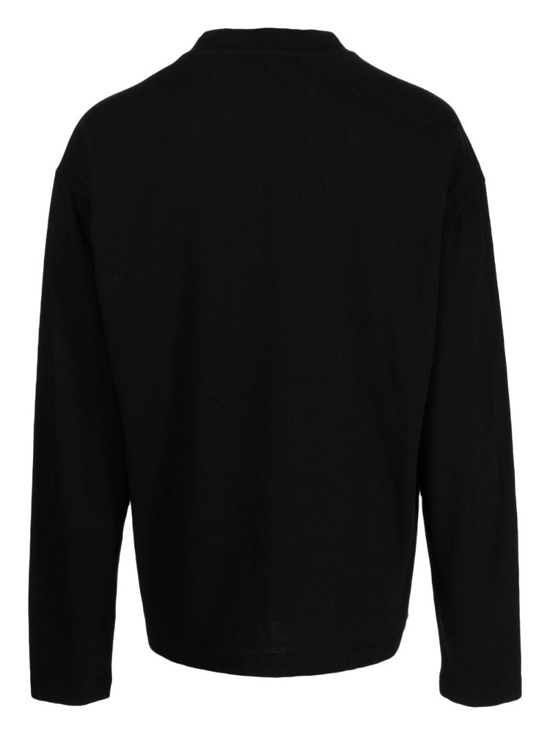 Black Embroidered Logo Long Sleeved T-shirt