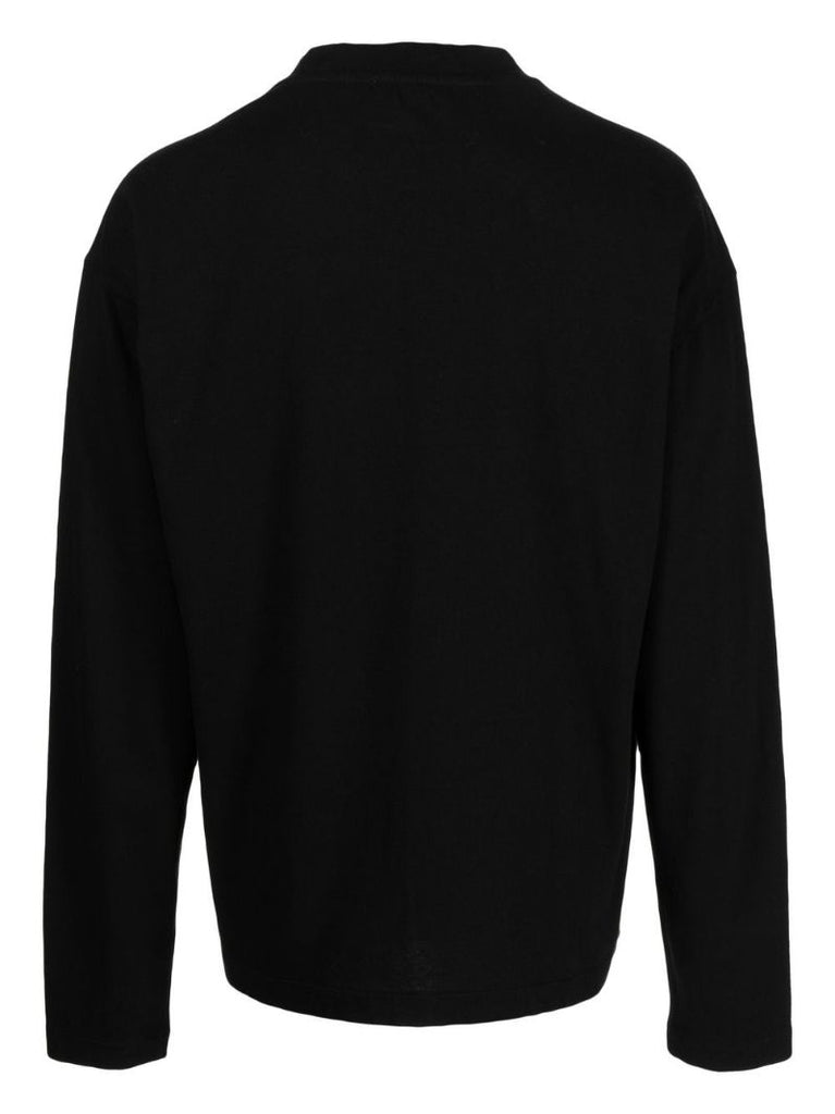 Black Embroidered Logo Long Sleeved T-shirt
