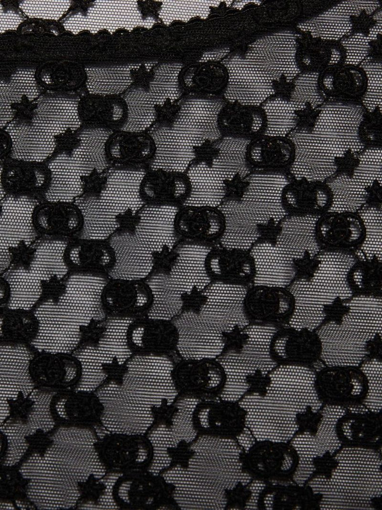 Black Gg Star Tulle Top