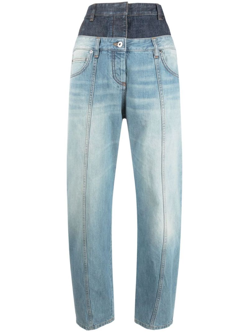 Blue  Trompe L'oeil Double Waist Jeans