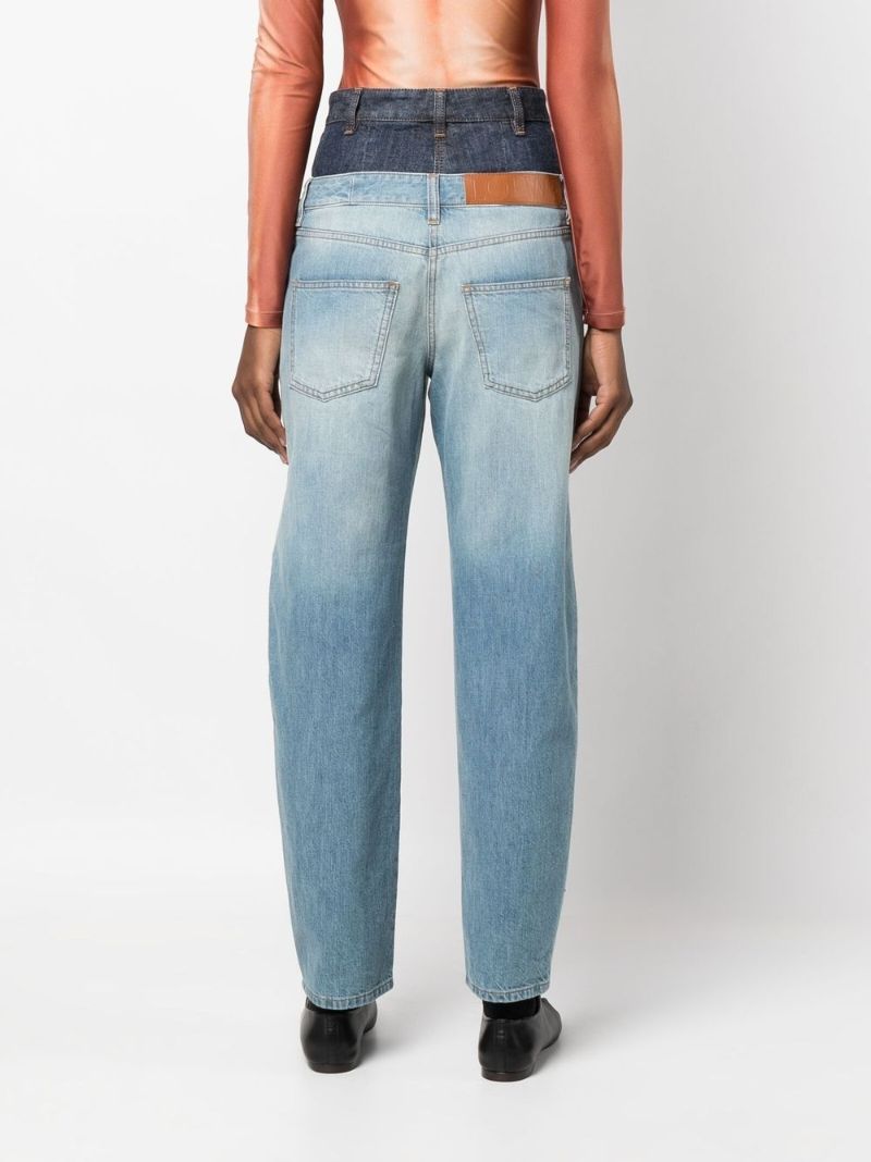 Blue  Trompe L'oeil Double Waist Jeans