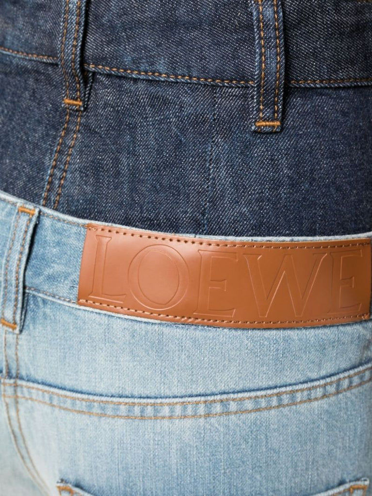 Blue  Trompe L'oeil Double Waist Jeans