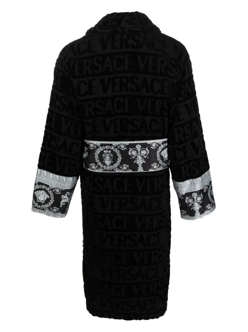 Black Barocco-panelled Cotton Robe
