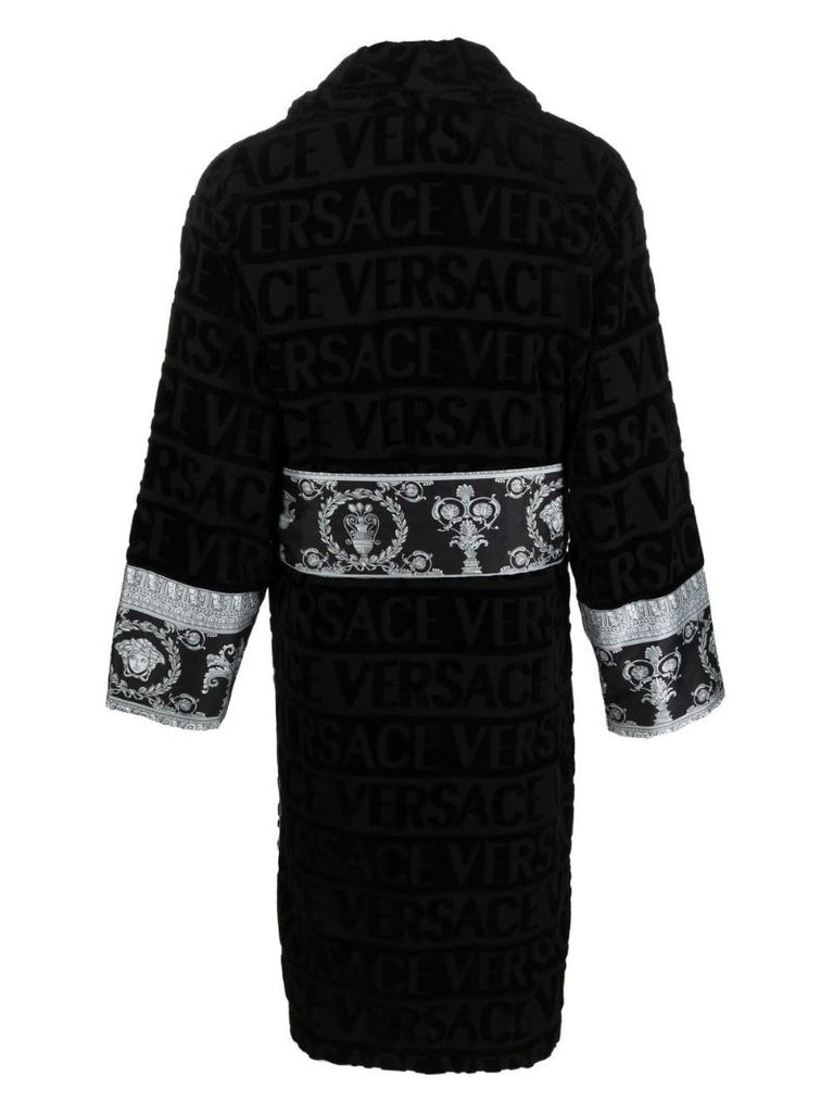 Black Barocco-panelled Cotton Robe