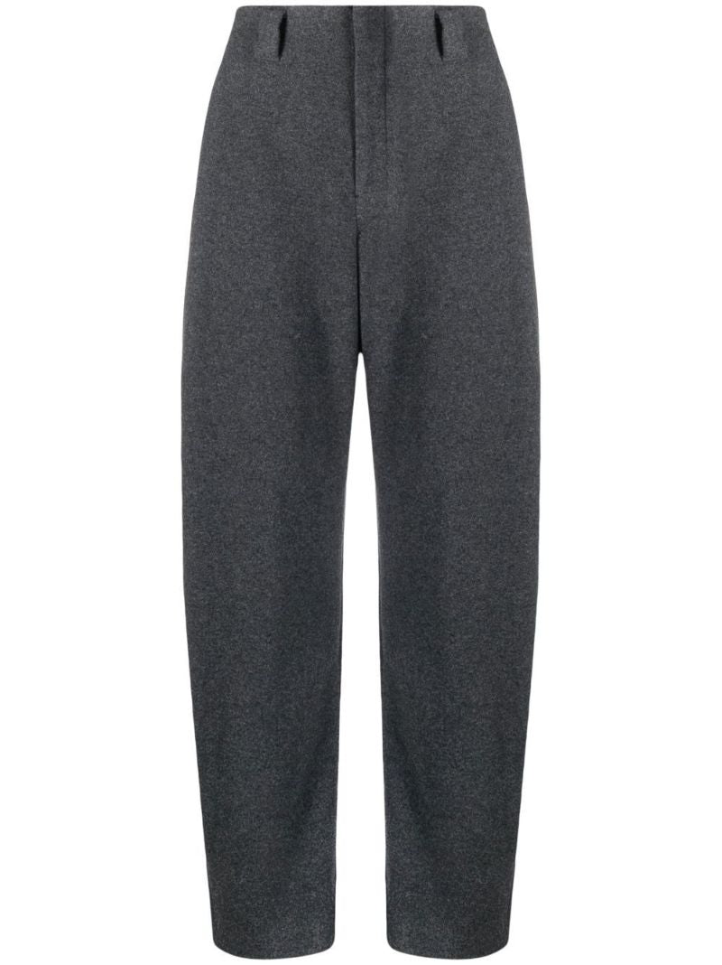 Grey Curved Wide-leg Trousers